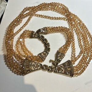 HEIDI DAUS Art Deco Rhinestone Champagne Crystal Master Clasp Necklace